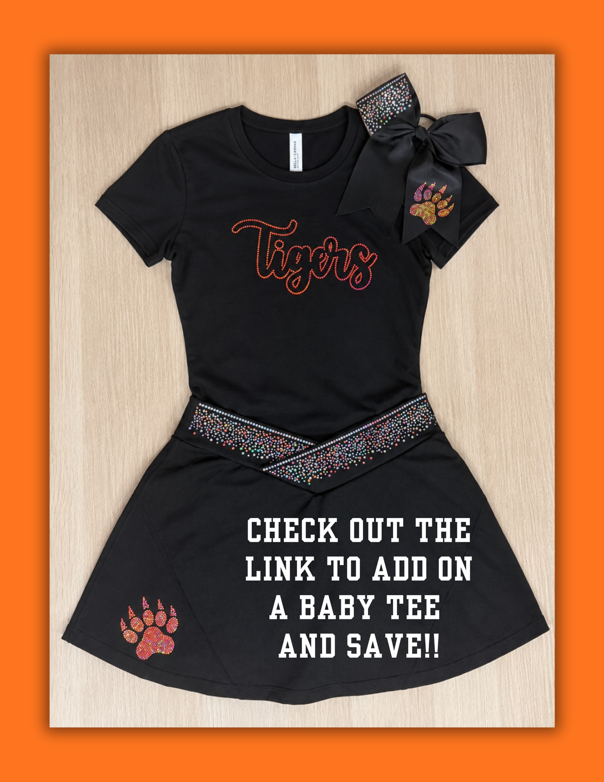 2026 Tigers BlingRaiser-Sparkly Practice Skirt & Bow Combo