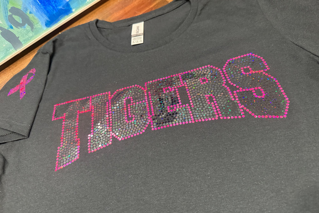 Tigers Cheer Spangles Breast Cancer Awareness - Hot Pink and Black
